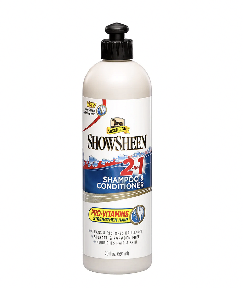 Absorbine's Showsheen 2 in 1 Shampoo.