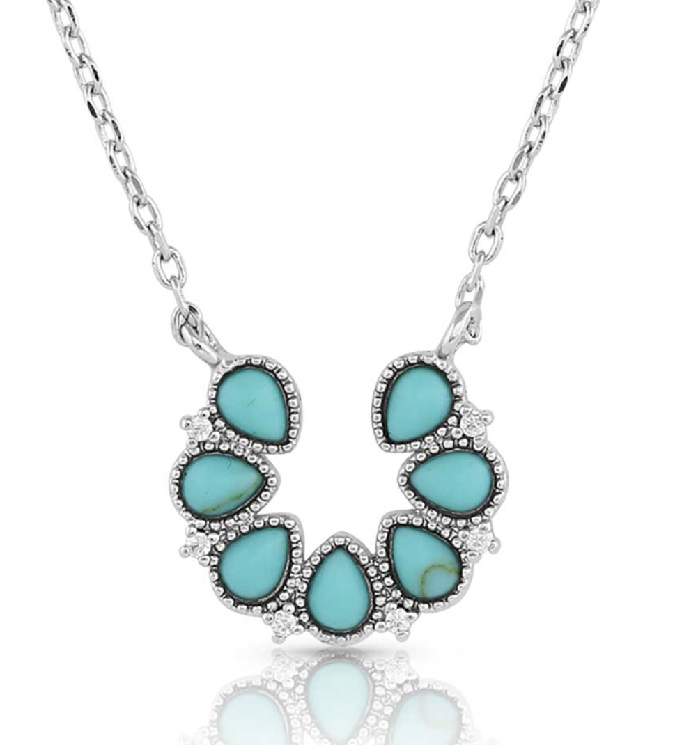 Montana Silversmiths Lucky Seven Turquoise Horseshoe Necklace.