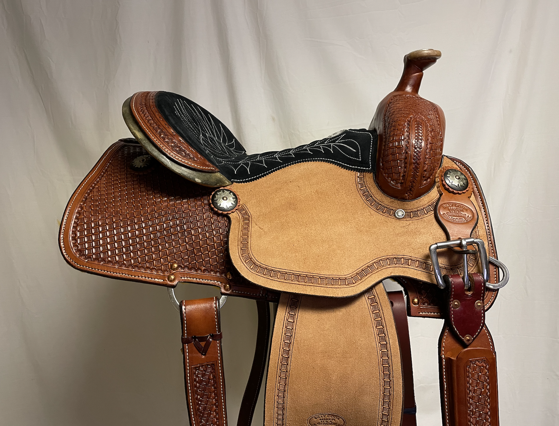 Billy Cook 14" Waffle Tooled All Around Saddle