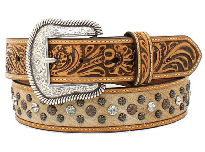 Nocona Ladies Calf Hair Tooled Belt.