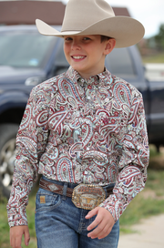 Cinch Boy's Paisley Button Down Shirt Size XL