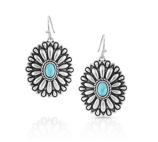 Montana Silversmiths Sunflower Concho Turquoise Earrings