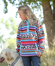 Cinch Girl's Leopard Serape Fleece C4