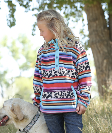 Cinch Girl's Leopard Serape Fleece C4.