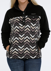 Cinch Ladies Chevron Print Polar Fleece Pullover