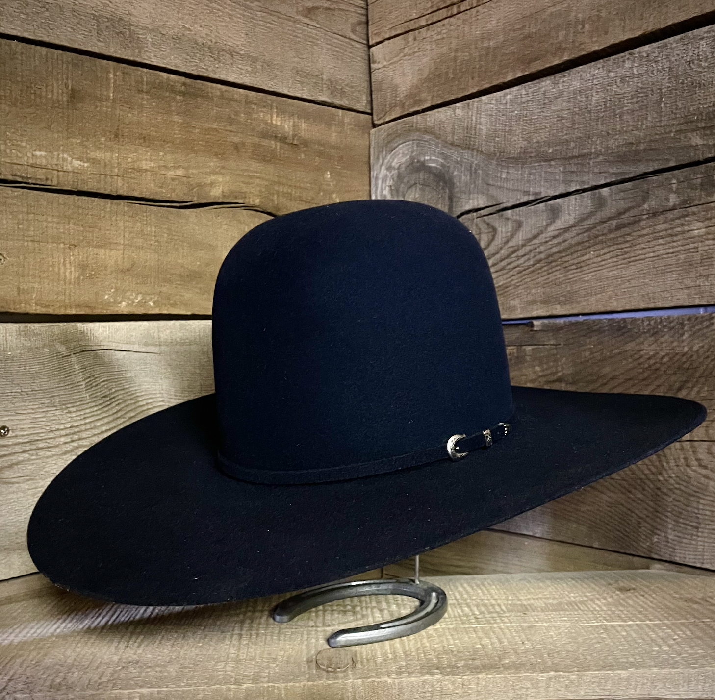 Rodeo King 7X Navy Open Crown Hat.