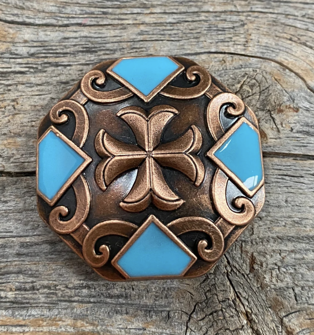 Rodeo Drive 1.5" Copper Turquoise Concho.