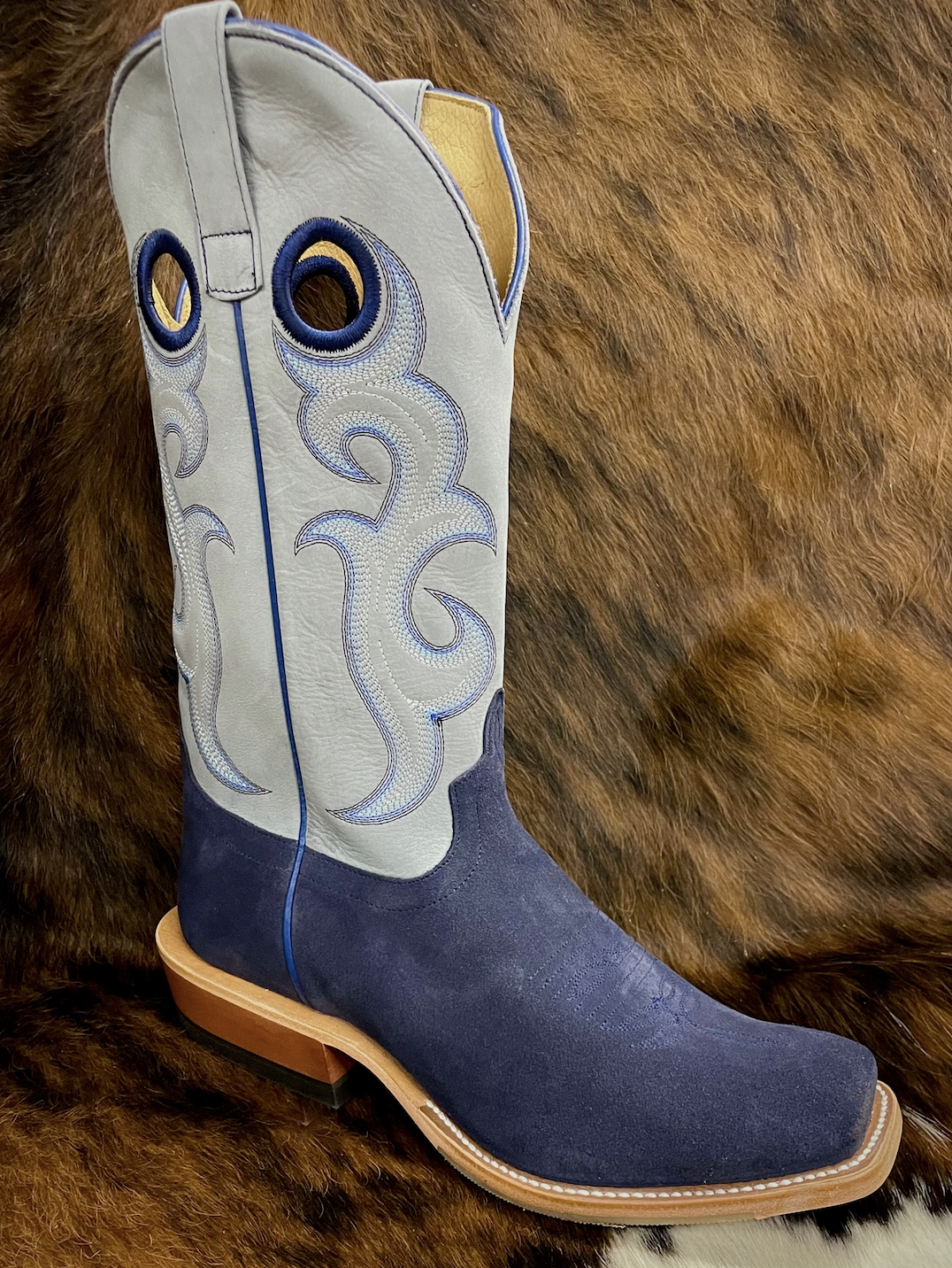 Horse Power Men's Blue Suede Cutter Toe Boot