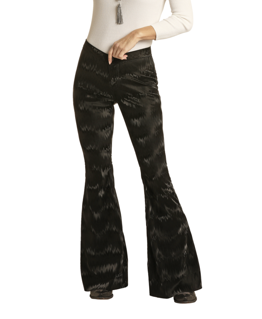 Rock & Roll Ladies Texture Bell Bottom Jeans.