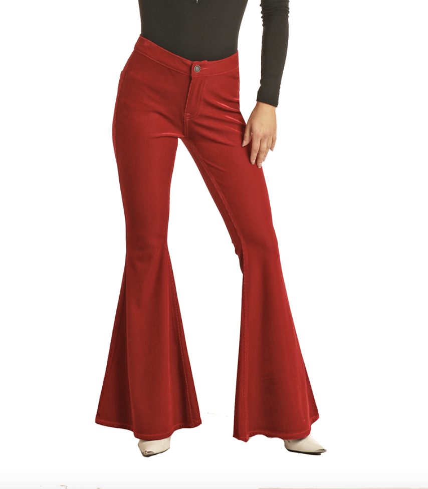 Rock & Roll Cowgirl Red Corduroy Bell Bottoms