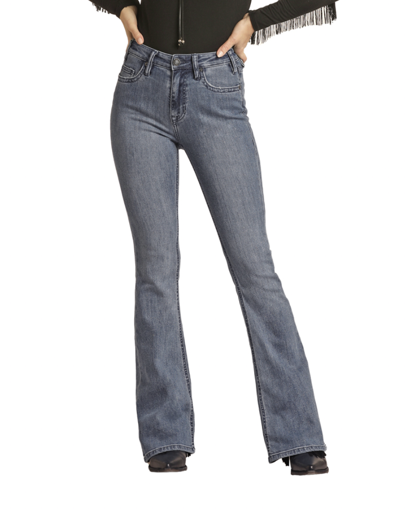 Rock & Roll Cowgirl Glittery Flare Jeans C3.