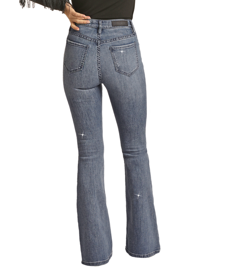 Rock & Roll Cowgirl Glittery Flare Jeans C3.