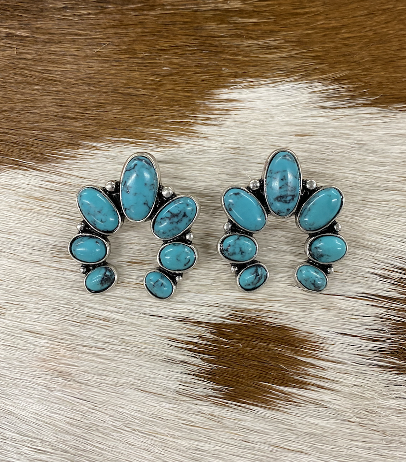 Tipi Turquoise Squash Blossom Earrings.