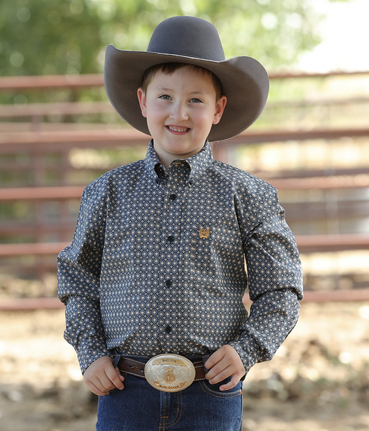 Cinch Boy's Navy Printed Shirt.