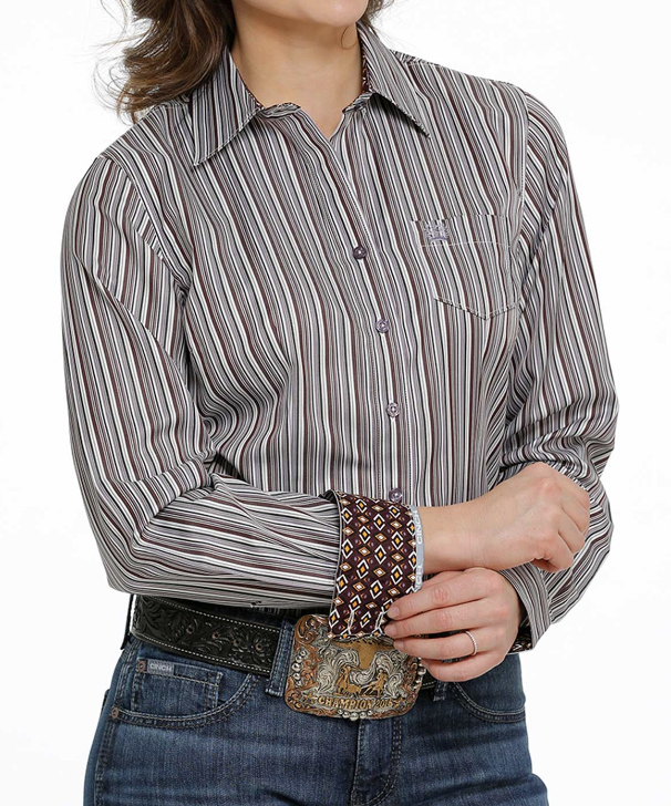 Cinch Women's Striped Long Sleeve Shirt