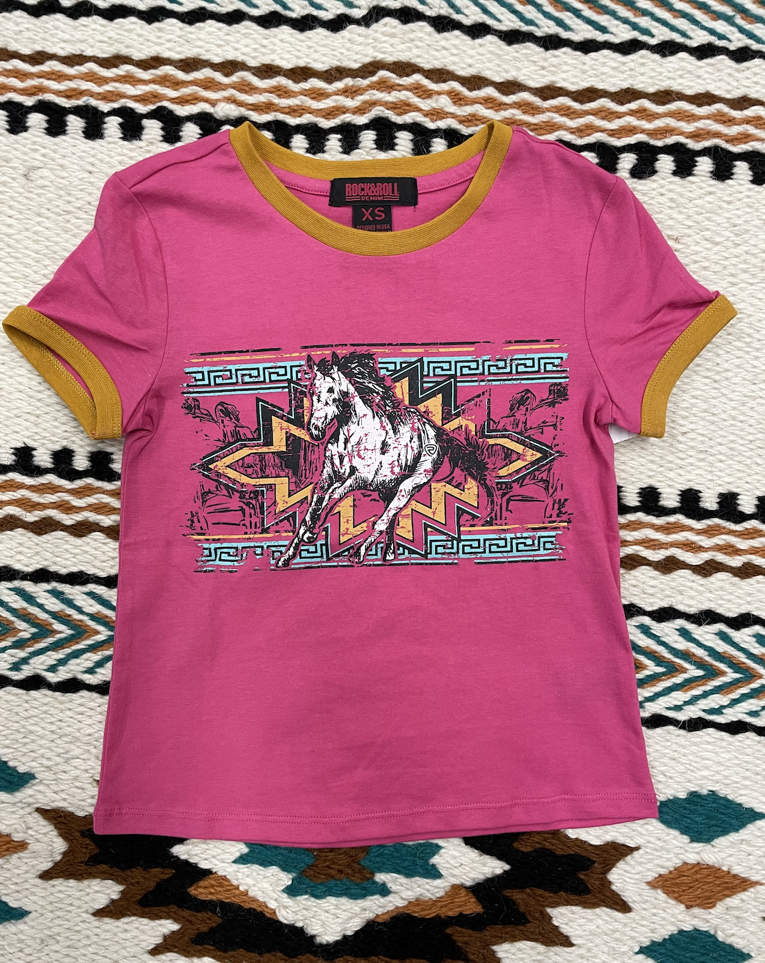 Rock & Roll Cowgirl's Hot Pink Horse Tee.