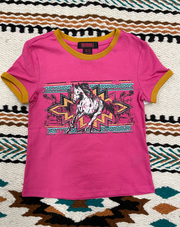 Rock & Roll Cowgirl's Hot Pink Horse Tee