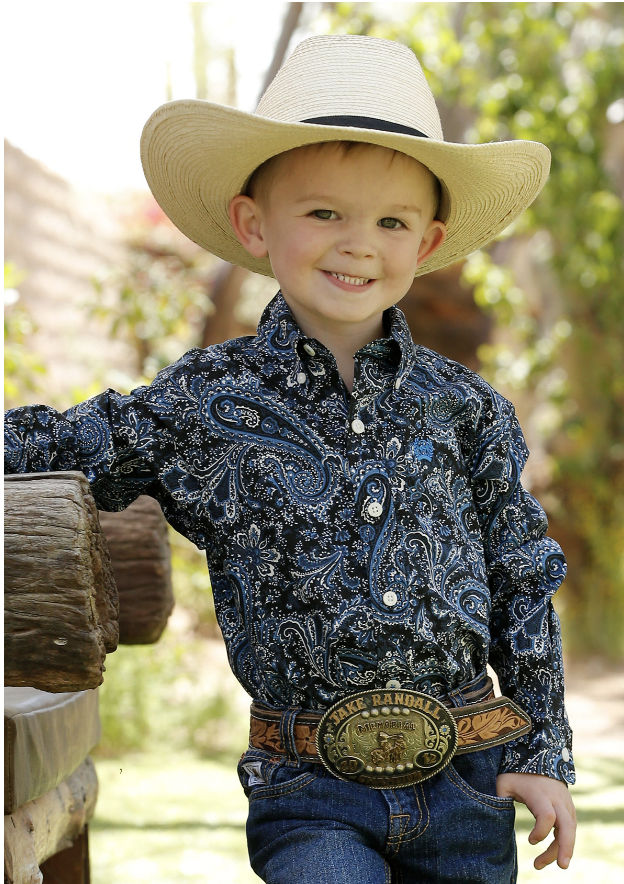 Cinch Infant Boy's Navy Paisley Shirt.