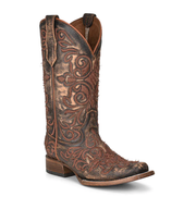 Circle G Women's Dark Brown Embroidered Boot