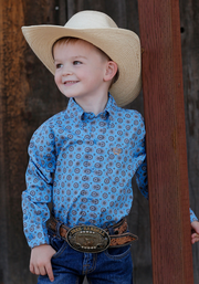 Cinch Infant Boy's Blue Printed Shirt Size 3-6Months