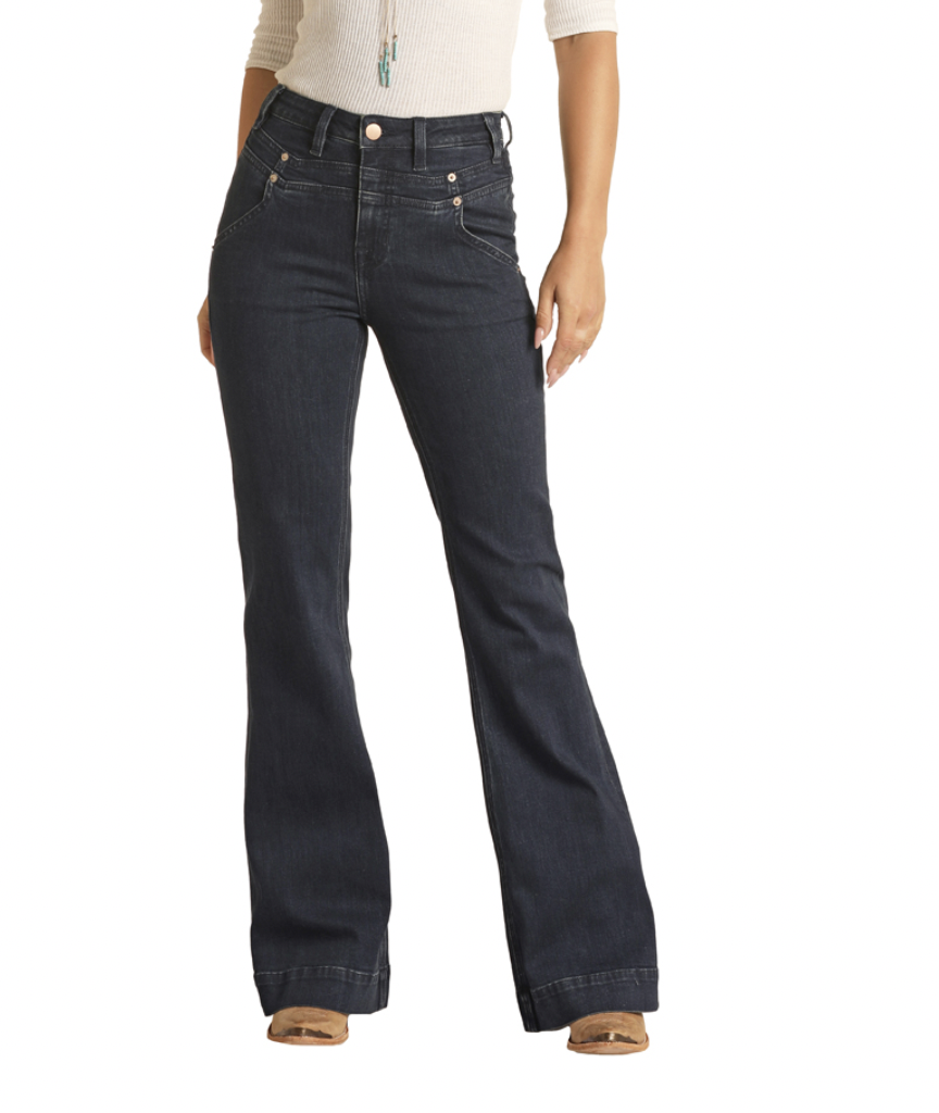 Rock & Roll Cowgirl Dark Wash Trouser Jean.