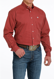 Cinch Men's Red Patterned Long Sleeve Shirt C3