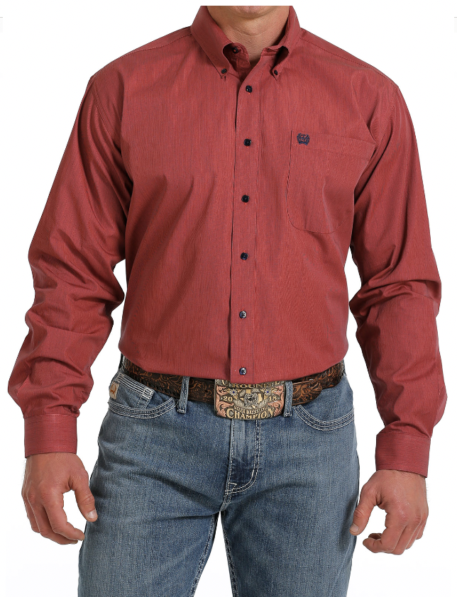 Cinch Men's Red Striped Long Sleeve Shirt C3 Size Large.