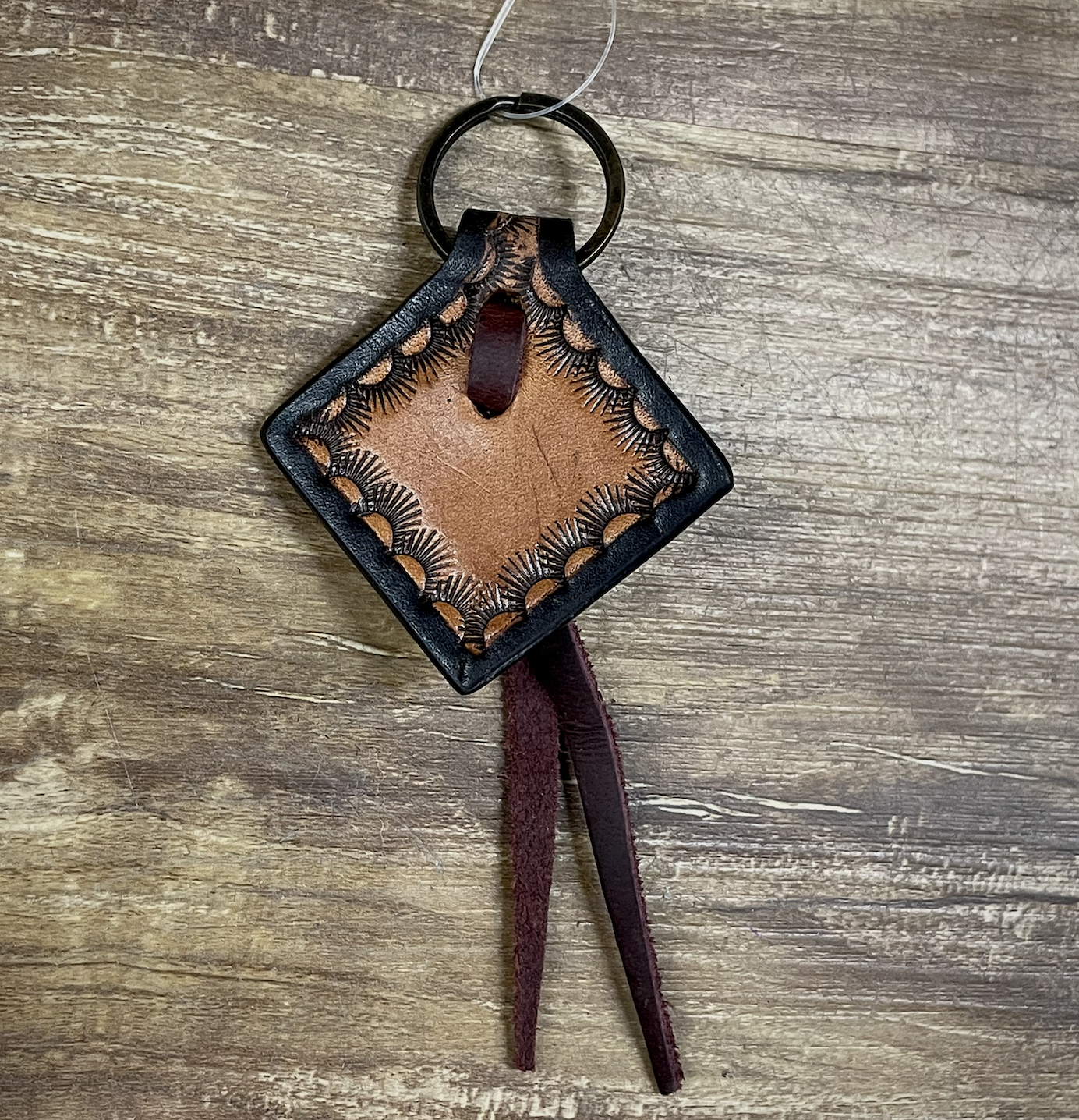 Circle Y Leather Diamond Keychain