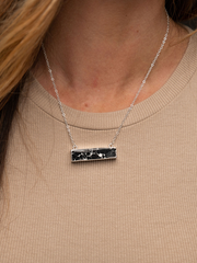 West & Co Dainty Black and Silver Bar Necklace