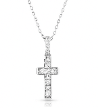 Montana Silvesrmith Dainty Crystal Cross Necklace.