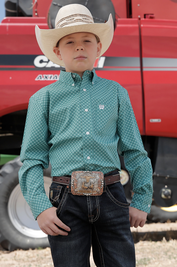 Cinch Boy's Turquoise Patterned Shirt