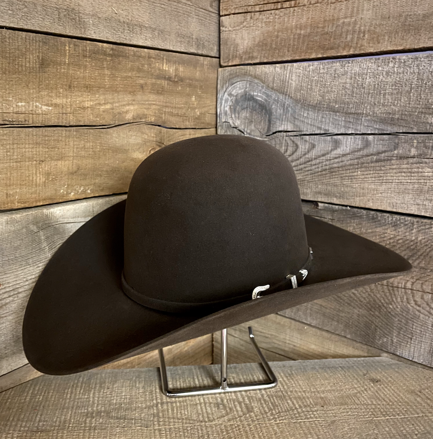 American 7X Chocolate 4 1/4 Open Felt Hat