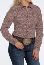 Cinch Women's Red Multicolor Patterned Shirt