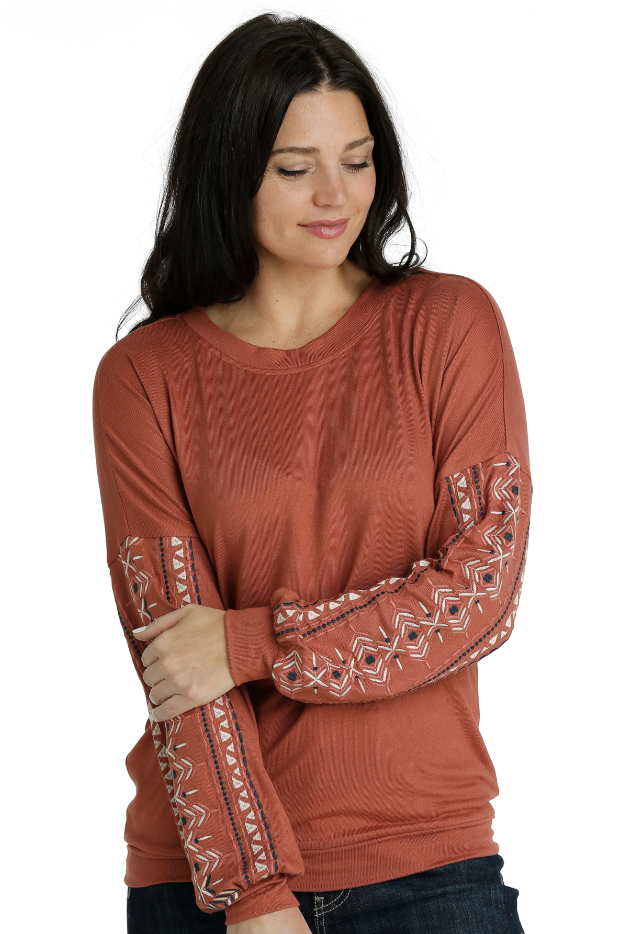 Cruel Girl Women's Rust Knit Sweater.