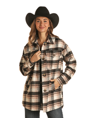 Rock & Roll Cowgirl's Plaid Shacket C4 Size Medium