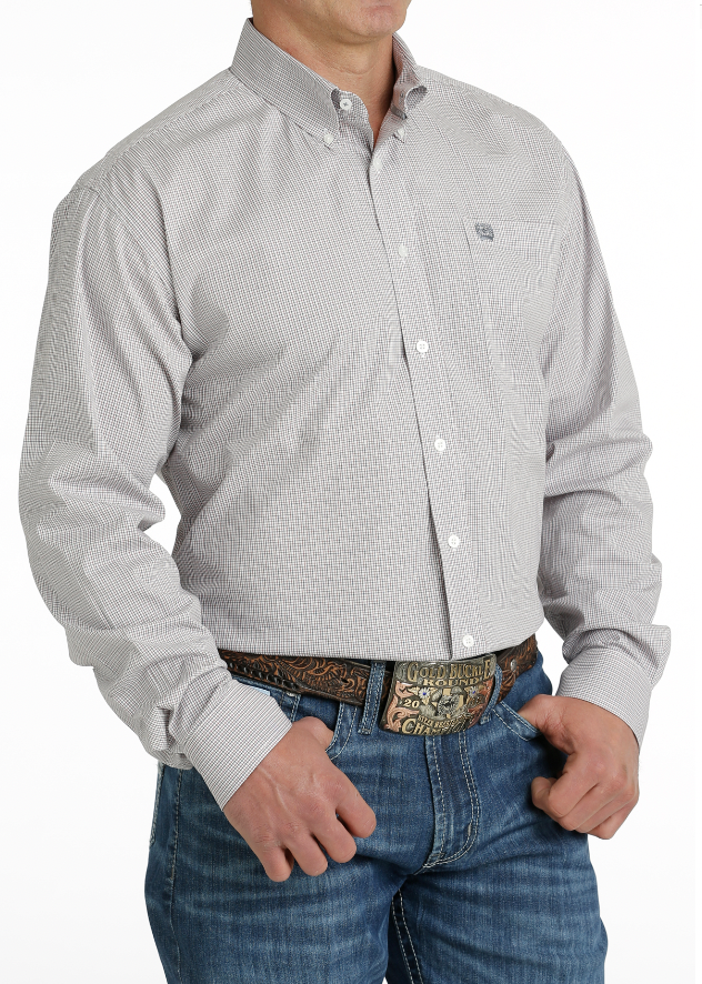 Cinch Men's Grey Patterned Button Up Shirt C3.