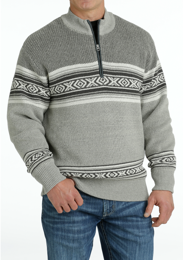 Cinch Men's Grey 1/4 Zip Sweater