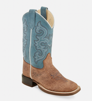 Old West Youth's Brown/Blue Western Boot