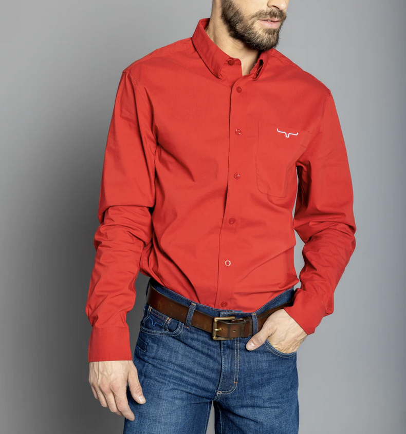 Kimes Ranch Men's Red Team Long Sleeve Shirt.