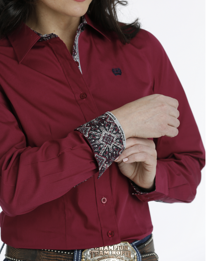 Cinch Women's Solid Burgundy Shirt