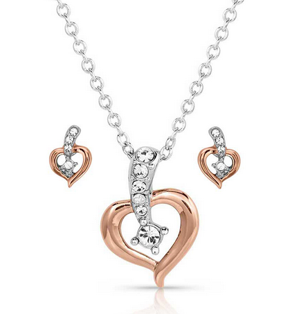 Montana Silversmiths Heart on the Line Jewelry Set.