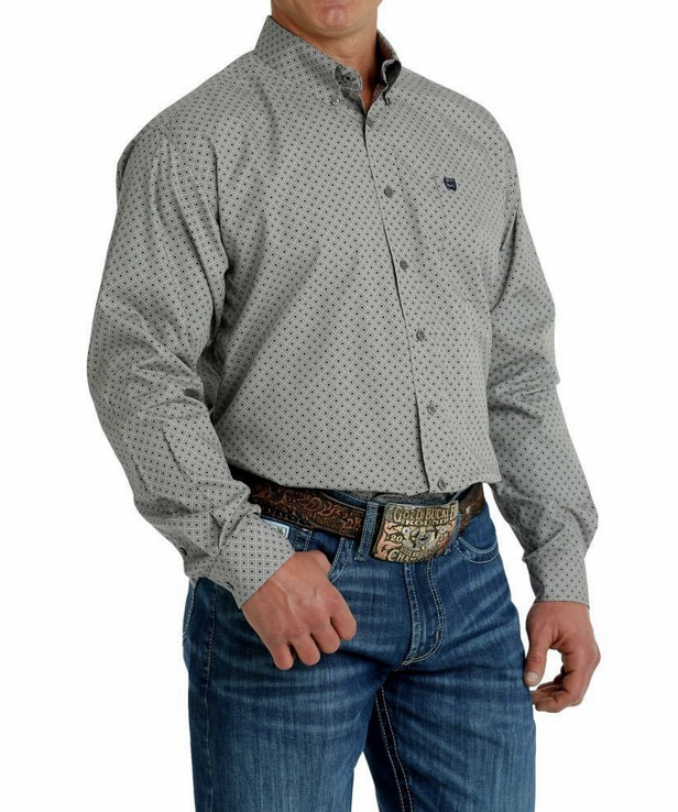 Cinch Men's Grey Patterned Shirt Size Large.