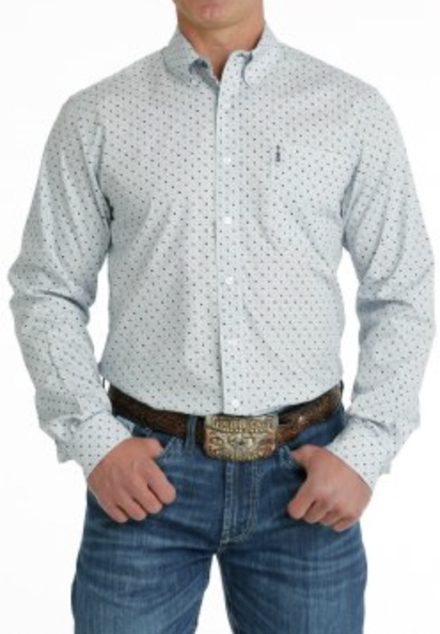 Cinch Men's Light Blue Patterned Shirt.