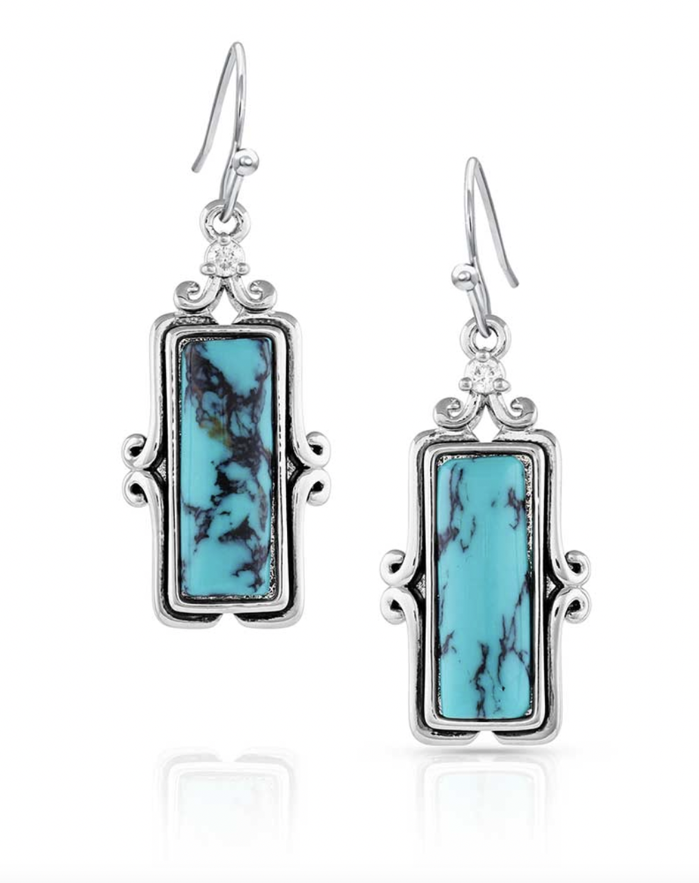 Montana Silversmiths Looking Glass Turquoise Earrings.