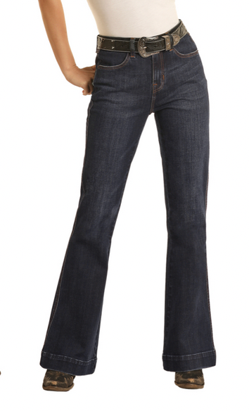 Rock & Roll Cowgirl Dark Wash Trouser