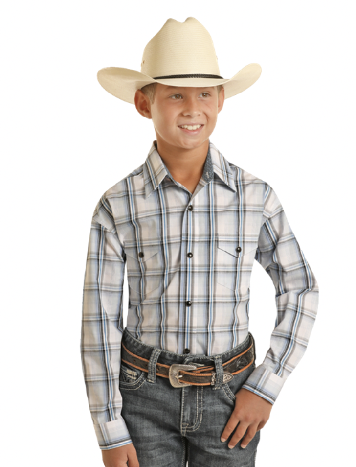 Panhandle Boy's Blue Plaid Shirt