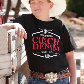 Cinch Boy's Black Graphic Tee Size Large