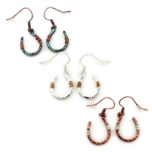 Patina Wire Wrapped Horseshoe Earrings