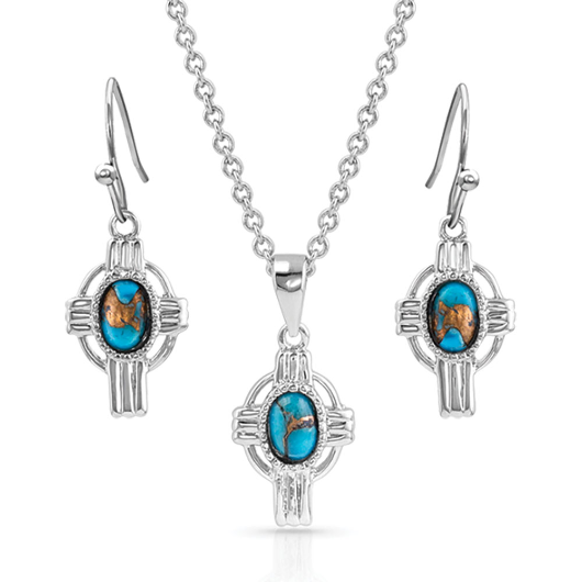 Montana Silversmiths Easter Cross Turquoise Jewelry Set.