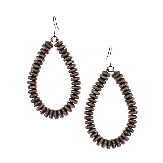 Boho Bronze Bead Teardrop Attitude Earrings